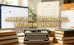 AI工具写小说,一键生成120万字，躺着也能赚，月入2w+！