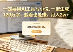 【听劝】一定要用AI工具写小说,一键生成120万字，躺着也能赚，月入2w+
