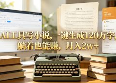 AI工具写小说,一键生成120万字，躺着也能赚，月入2w+！