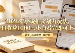 2026年小说推文暴力玩法，单日收益1000+，小白看完即可上手