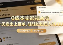 【小红书、咸鱼】0成本卖影视会员，一天卖出上百单，轻轻松松日入1000+