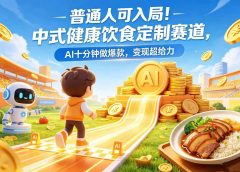 普通人可入局！中式健康饮食定制赛道，AI 十分钟做爆款，变现超给力