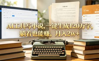 AI工具写小说,一键生成120万字，躺着也能赚，月入2w+！