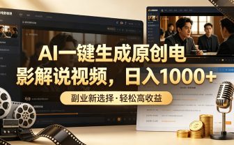 AI一键生成原创电影解说视频，日入1000+！