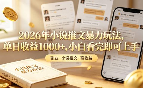 2026年小说推文暴力玩法，单日收益1000+，小白看完即可上手