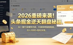 2026 重磅来袭！头条掘金逆天翻盘秘籍，AI 一键打造爆款内容，只需简单复制粘贴，日入 1000 + 轻松实现！