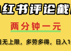 小红书评论区评论截图，一分钟2条，日入几千，多劳多得!