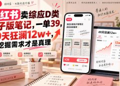 小红书卖综应D类电子版笔记，一单39，49天狂澜12w+，挖掘需求才是真理