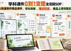 学科课件0到1变现全流程SOP｜AI批量制作精品课件、优化排版、笔记引流、商品上架完整实操​