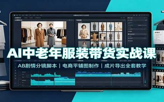 AI中老年服装带货实战课：AB剧情分镜脚本，电商平铺图制作，成片导出全套教学